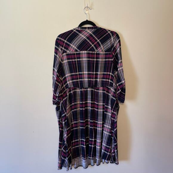 Torrid 2 long sleeve maxi dress long sleeve plaid fit & flare spring fall black - Picture 5 of 8